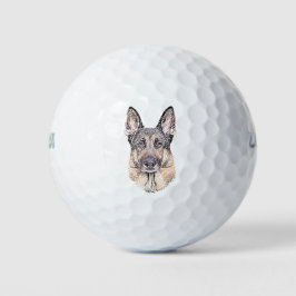 Deutscher Schäferhund Sketched Dog Art Golfball