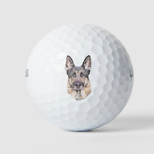 Deutscher Schäferhund Sketched Dog Art Golfball (Vorderseite)