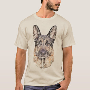 Deutscher Schäferhund Sketched Dog Art T-Shirt