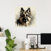 Deutscher Schäferhund Skizze Kunstposter  Poster (Heimbüro)