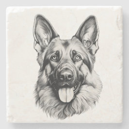 Deutscher Schäferhund-Skizze Steinuntersetzer | S/
