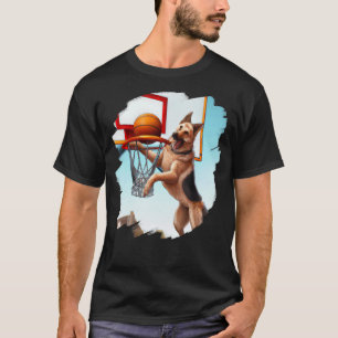 Deutscher Schäferhund spielt Basketball Lustiger H T-Shirt