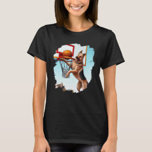 Deutscher Schäferhund spielt Basketball Lustiger H T-Shirt