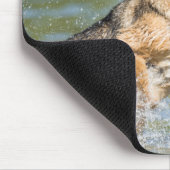 Deutscher Schäferhund springt ins Wasser Mousepad (Ecke)