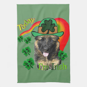Deutscher Schäferhund St. Patricks Tag Geschirrtuch