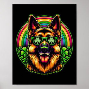 Deutscher Schäferhund St. Patricks Tag Regenbogen Poster