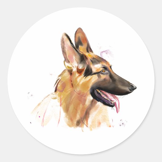 Deutscher Schäferhund Sticker Kunst (Vorderseite)