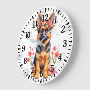 Deutscher Schäferhund stylen Große Wanduhr
