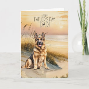 Deutscher Schäferhund Sunset Beach Vatertag Feiertagskarte