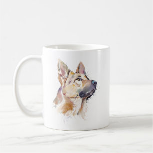 Deutscher Schäferhund Tasse, Wasserfarbe GSD Hund  Kaffeetasse