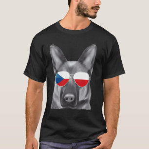 Deutscher Schäferhund Tschechische Flagge Sonnenbr T-Shirt