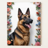 Deutscher Schäferhund umgeben von lebendigen Blume Planer (Rückseite)