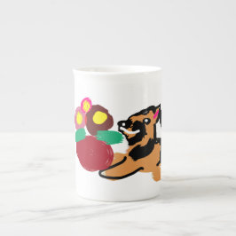 Deutscher Schäferhund und Blumen gut Porzellantasse
