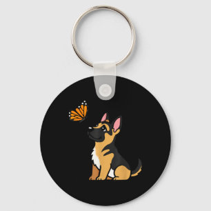 Deutscher Schäferhund und Schmetterling Süßer Hund Schlüsselanhänger