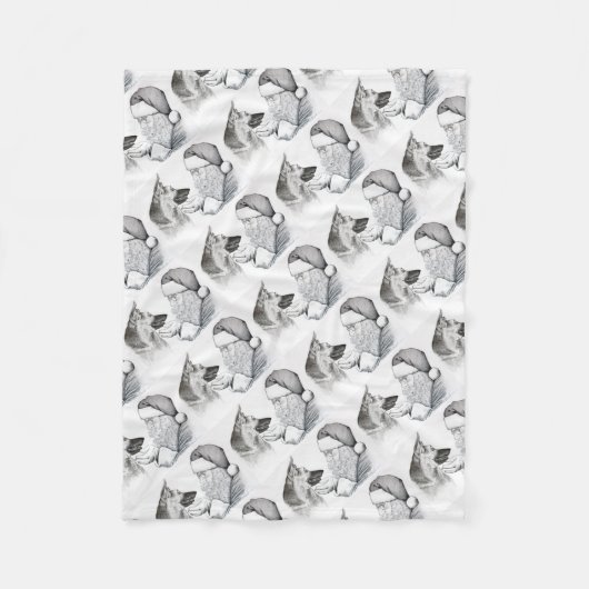 Deutscher Schäferhund und Weihnachtsmann Fleecedecke (Vorderseite)