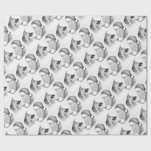 Deutscher Schäferhund und Weihnachtsmann Geschenkpapier (Flach)