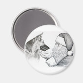 Deutscher Schäferhund und Weihnachtsmann Magnet (Vorderseite/Rückseite)