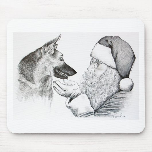 Deutscher Schäferhund und Weihnachtsmann Mousepad (Vorne)