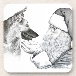 Deutscher Schäferhund und Weihnachtsmann Untersetzer