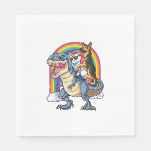 Deutscher Schäferhund Unicorn Dinosaur T rex Funny Serviette