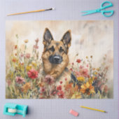 Deutscher Schäferhund unter den Wildblumen Dekoupa Seidenpapier (Basteln)