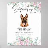 Deutscher Schäferhund Unterschrift Drink Zeichen Poster (Vorne)