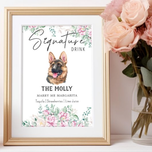 Deutscher Schäferhund Unterschrift Drink Zeichen Poster