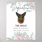 Deutscher Schäferhund Unterschrift Drink Zeichen Poster (Vorne)