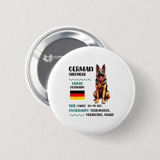 Deutscher Schäferhund Ursprung Lustiger Deutscher Button (Vorne & Hinten)