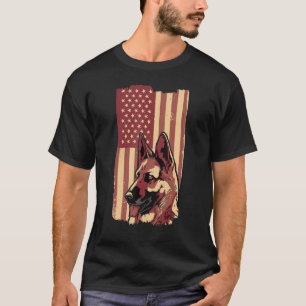 Deutscher Schäferhund USA Amerika-Flagge T-Shirt