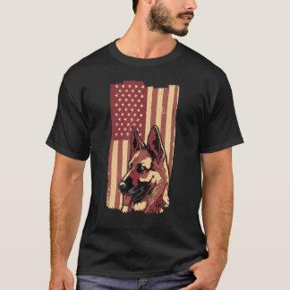 Deutscher Schäferhund USA Amerika-Flagge T-Shirt