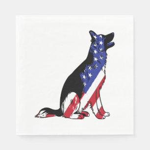 Deutscher Schäferhund Usa Flag Patriotischer Hund Serviette