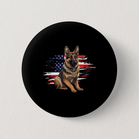 Deutscher Schäferhund USA-Flagge 4. Juli Hund-Vate Button (Vorderseite)