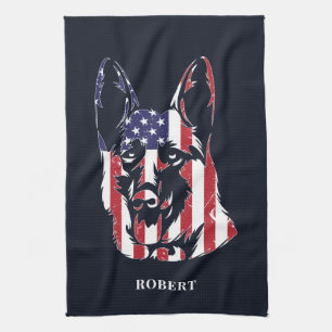 Deutscher Schäferhund USA-Flagge Custom Geschirrtuch