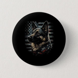 Deutscher Schäferhund USA-Flagge Patriotischer Sch Button