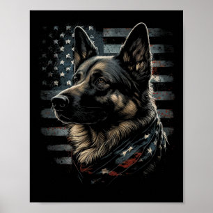 Deutscher Schäferhund USA-Flagge Patriotischer Sch Poster