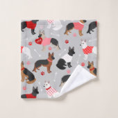 Deutscher Schäferhund Valentine Pattern Badetuch S Badhandtuch Set (Waschlappen)
