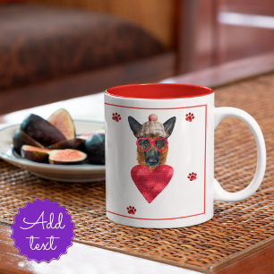 Deutscher Schäferhund Valentinstag Geschenk Hund Zweifarbige Tasse