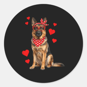 Deutscher Schäferhund Valentinstag Hunde Liebhaber Runder Aufkleber