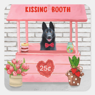 Deutscher Schäferhund Valentinstag Kussstand Quadratischer Aufkleber