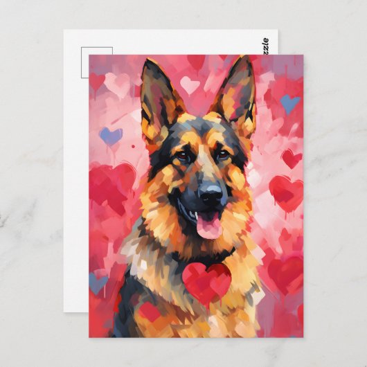 Deutscher Schäferhund-Valentinstag Postkarte (Vorne/Hinten)