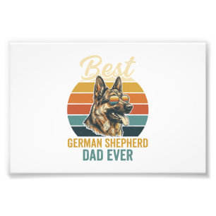 Deutscher Schäferhund-Vater Vintage-Sonnenuntergan Fotodruck