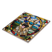 Deutscher Schäferhund verklebte Glasdekorationsfol Fliese (Seite)