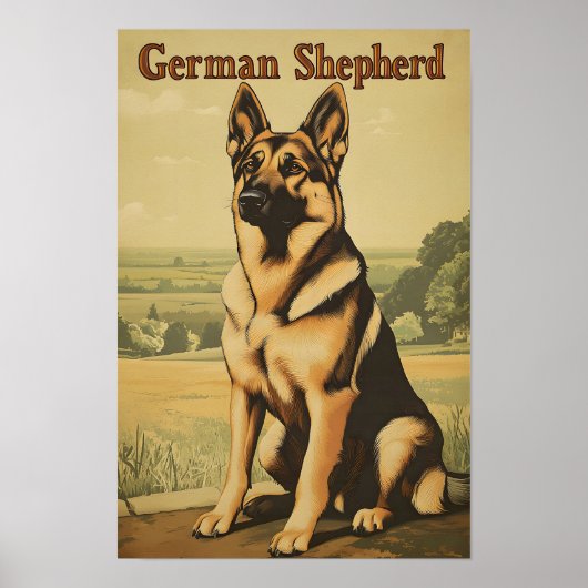 Deutscher Schäferhund Vintage Kunst Poster (Vorne)
