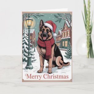 Deutscher Schäferhund vintage Weihnachten  Karte