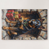 Deutscher Schäferhund Wächter der Weihnachtsgesche Puzzle (Horizontal)