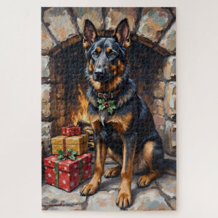 Deutscher Schäferhund Wächter der Weihnachtsgesche Puzzle