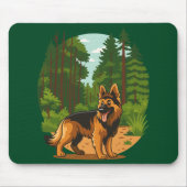 Deutscher Schäferhund Wald Abenteuer Hund Mousepad (Vorne)