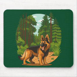 Deutscher Schäferhund Wald Abenteuer Hund  Mousepad