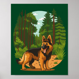 Deutscher Schäferhund Wald Abenteuer Hund  Poster